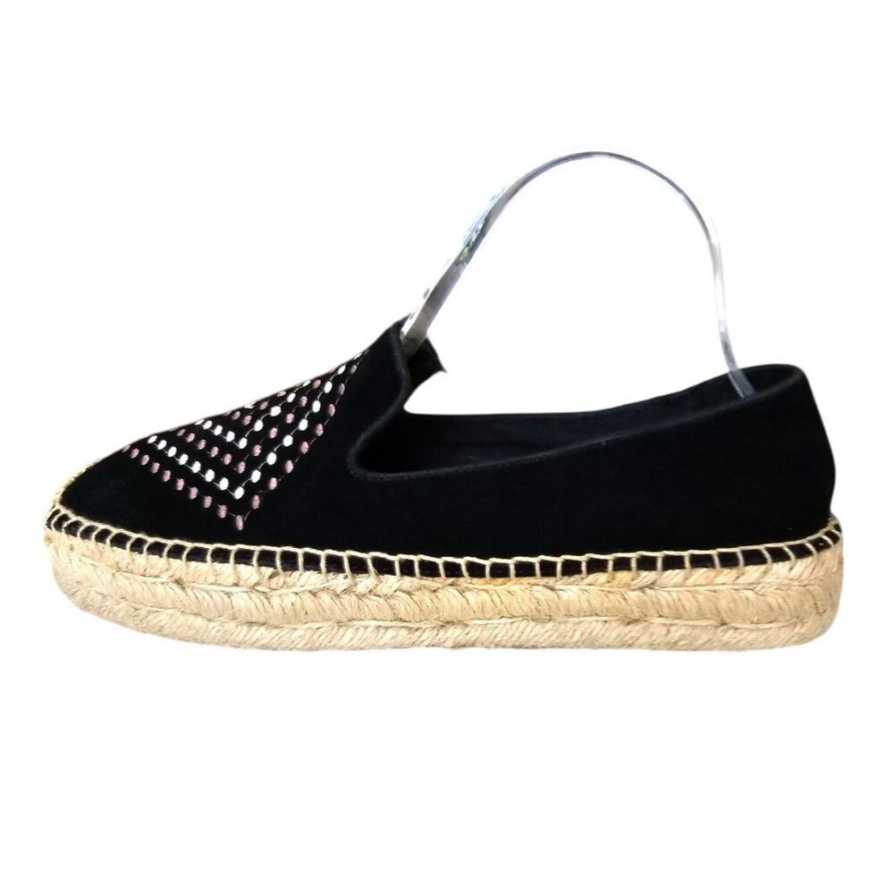 Jack Rogers Luna Black Suede  Espradille Slip-On Shoes Boho Hippie Indie EUC 8 - Picture 4 of 10